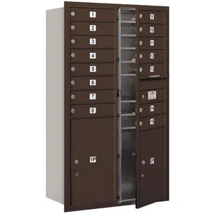 SALSBURY INDUSTRIES 3714D-15ZFU Horizontal Mailbox Usps 17 Doors Bronze Fl 51-1/2 Inch | AG3LYJ 33LY11