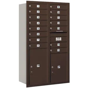 SALSBURY INDUSTRIES 3714D-15ZRP Horizontal Mailbox Private 17 Doors Bronze Rl 51-1/2 Inch | AG3MAB 33LY54