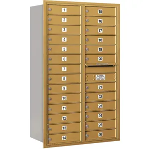 SALSBURY INDUSTRIES 3714D-26GRP Horizontal Mailbox Private 26 Doors Gold Rl 51-1/2 Inch | AG3MGM 33MA66