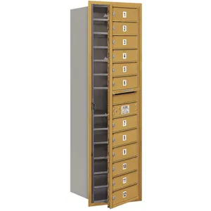 SALSBURY INDUSTRIES 3714S-12GFP Horizontal Mailbox Private 12 Doors Gold Fl 51-1/2 Inch | AG3KBY 33LK90