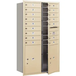 SALSBURY INDUSTRIES 3715D-16SFP Horizontal Mailbox Private 18 Doors Sandstone Fl 55 Inch | AG3MHL 33MA03