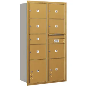 SALSBURY INDUSTRIES 3716D-07GRP Horizontal Mailbox Private 9 Doors Gold Rl 56-3/4 Inch | AG3LPK 33LW28