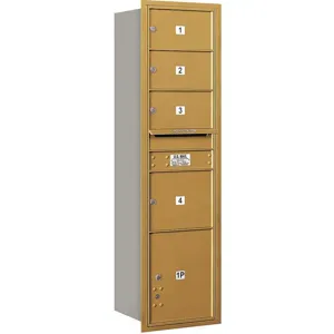 SALSBURY INDUSTRIES 3716S-04GRP Horizontal Mailbox Private 5 Door Gold Rl 56-3/4 Inch | AG3JLB 33LG21