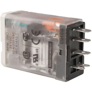 SCHNEIDER ELECTRIC RPM12BD Power Plug-In Relay, Zelio RPM, 15 A @ 277 VAC | AF6PYE 1XZN8