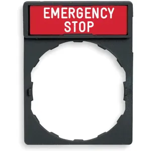 SCHNEIDER ELECTRIC ZBY2330 Legend Plate Emergency Stop White/red | AG7FNE 6JC63