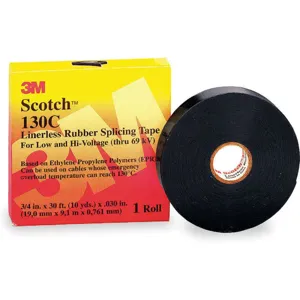 SCOTCH 130C-3/4X30FT Splicing Tape 3/4 x 30 Feet 30 Mil Black | AB8WJJ 2A459