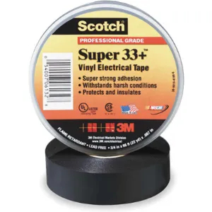 SCOTCH 33+ SUPER-3/4x66FT Electrical Tape 3/4 x 66 Feet 7 Mil Black | AB8WHM 2A225