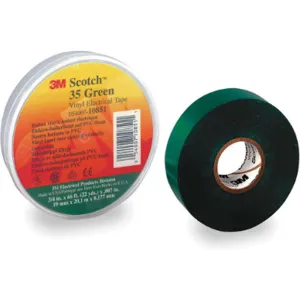 SCOTCH 35 3/4X66 GREEN Electrical Tape 3/4 x 66 Feet 7 Mil Green | AB8WHU 2A231