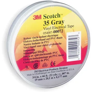 SCOTCH 35 3/4X66 GREY Electrical Tape 3/4 x 66 Feet 7 Mil Gray | AC8GJA 3A185