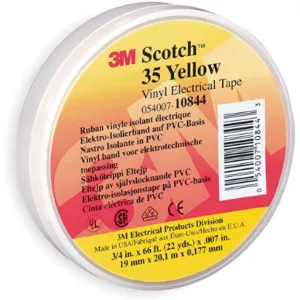 SCOTCH 35 3/4X66 YELOW Electrical Tape 3/4 x 66 Feet 7 Mil Yellow | AB8WHV 2A232