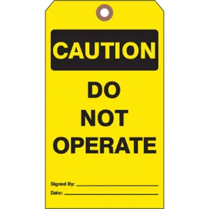 SEE ALL INDUSTRIES CTUF-G11 Caution Tag 7 x 4 Inch Black/yellow Cardstock - Pack Of 25 | AD2ZWH 3XAZ9