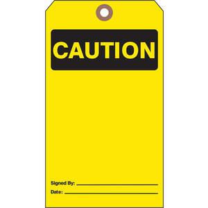 SEE ALL INDUSTRIES CTUF-G13 Caution Tag 7 x 4 Inch Black/yellow Cardstock - Pack Of 25 | AD2ZXR 3XCA6