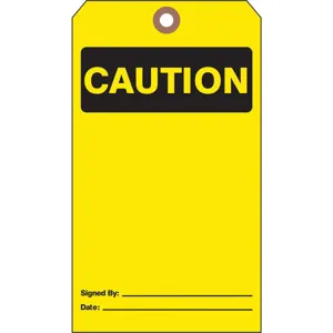 SEE ALL INDUSTRIES CTUF-G13 Caution Tag 7 x 4 Inch Black/yellow Cardstock - Pack Of 25 | AD2ZXR 3XCA6