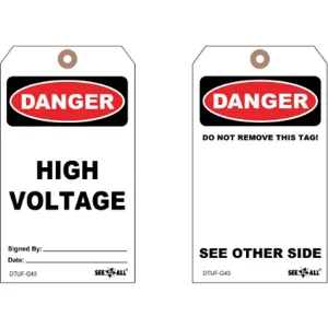 SEE ALL INDUSTRIES DTUF-G43 Danger Tag 7 x 4 Inch Cardstock - Pack Of 25 | AD2ZYC 3XCE6