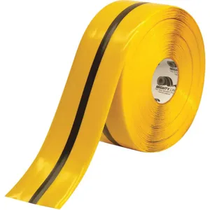 MIGHTY LINE 4RYBLKCTR Floor Marking Tape, 4 Width, Yellow with Black Center Line, 100 ft Long | AD2TVY 3UAR3