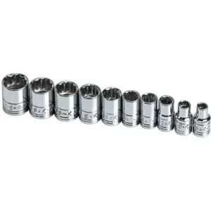 SK PROFESSIONAL TOOLS 1340 Socket Set 1/4 Inch Drive Chrome 10 Pc | AB4YJD 20K440