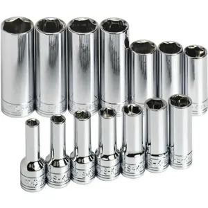 SK PROFESSIONAL TOOLS 1854 Socket Set 3/8 Inch Drive Chrome 14 Pc | AB4YKA 20K460