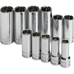 SK PROFESSIONAL TOOLS 1871 Socket Set 3/8 Inch Drive Chrome 11 Pc | AB4YJZ 20K459