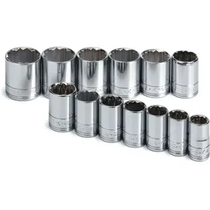 SK PROFESSIONAL TOOLS 1913 Socket Set 1/2 Inch Drive Chrome 13 Pc | AB4YHA 20K414