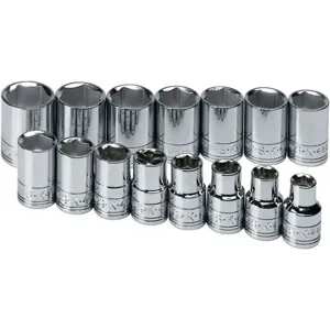 SK PROFESSIONAL TOOLS 1955 Socket Set 1/2 Inch Drive Chrome 15 Pc | AB4YGP 20K404