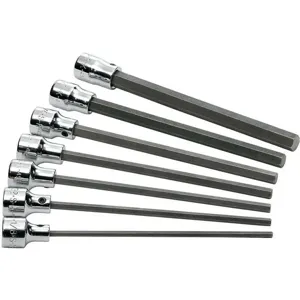 SK PROFESSIONAL TOOLS 19728 Long Socket Bit Set 3/8 Inch Drive 7 Pc | AB4YKJ 20K468