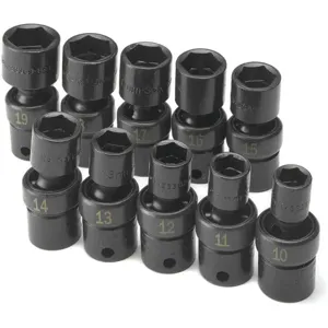 SK PROFESSIONAL TOOLS 33351 Swivel Socket Set 3/8 Inch Drive 10 Pc | AA4BHB 12D222