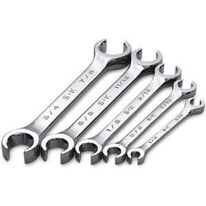 SK PROFESSIONAL TOOLS 381 Flare Nut Wrench Set 6 Point 1/4-7/8 Inch 5pc | AA4BHE 12D225