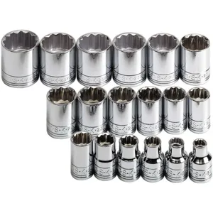 SK PROFESSIONAL TOOLS 3958 Socket Set 3/8 Inch Drive Chrome 18 Pc | AB4YKU 20K477