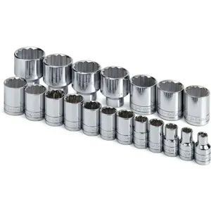 SK PROFESSIONAL TOOLS 4121 Socket Set 1/2 Inch Drive Chrome 19 Pc | AB4YCZ 20J993