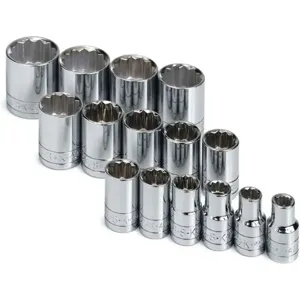 SK PROFESSIONAL TOOLS 4122 Socket Set 1/2 Inch Drive Chrome 15 Pc | AB4YCY 20J992