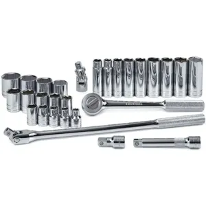 SK PROFESSIONAL TOOLS 4128-6 Socket Set 1/2 Inch Drive Chrome 28 Pc | AB4YGZ 20K413