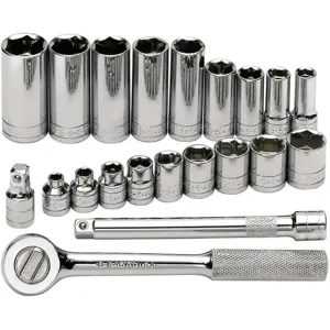 SK PROFESSIONAL TOOLS 4521 Socket Set 3/8 Inch Drive Chrome 21 Pc | AB4YJR 20K452