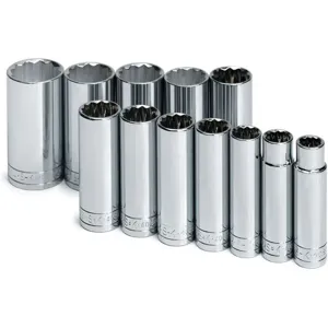 SK PROFESSIONAL TOOLS 4812 Socket Set 1/2 Inch Drive Chrome 12 Pc | AB4YGQ 20K405