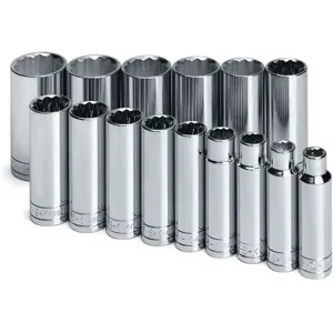 SK PROFESSIONAL TOOLS 4815 Socket Set 1/2 Inch Drive Chrome 15 Pc | AB4YGR 20K406