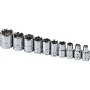 SK PROFESSIONAL TOOLS 4910 Socket Set 1/4 Inch Drive Chrome 10 Pc | AB4YJE 20K441