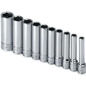 SK PROFESSIONAL TOOLS 4911 Metal Socket Set 1/4 Inch Drive Chrome 10 Pc | AB4YHR 20K429