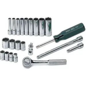 SK PROFESSIONAL TOOLS 4952 Socket Set 1/4 Inch Drive Chrome 22 Pc | AB4YHL 20K424