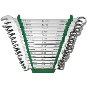 SK PROFESSIONAL TOOLS 86265 Combination Wrench Set Full Polish 8-22mm 15pc | AA4BGU 12D213