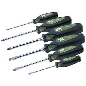 SK PROFESSIONAL TOOLS 86330 Screwdriver Set Cushion Grip Chrome 6 Pc | AA4BHK 12D230