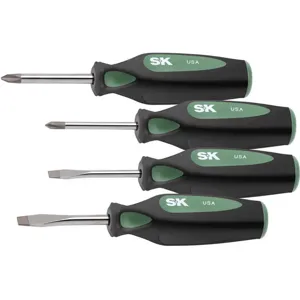 SK PROFESSIONAL TOOLS 86335 Screwdriver Set Cushion Grip Stubby 4 Pc | AA4BHW 12D240