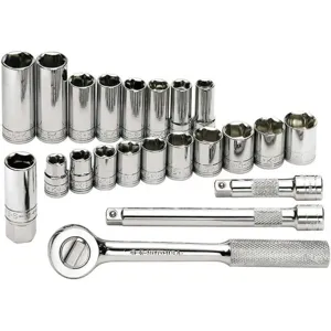 SK PROFESSIONAL TOOLS 91820 Socket Set 3/8 Inch Drive Chrome 22 Pc | AB4YJV 20K455