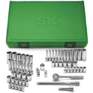 SK PROFESSIONAL TOOLS 91860 Socket Set 1/4 Inch Drive Chrome 60 Pc | AA4BGG 12D202