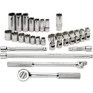 SK PROFESSIONAL TOOLS 94527 Socket Set 3/8 Inch Drive Chrome 27 Pc | AB4YJT 20K453