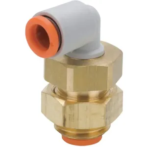 SMC VALVES KQ2LE11-00A Bulkhead Union Elbow 3/8 Inch Tube x Tube | AC6ZBQ 36W667