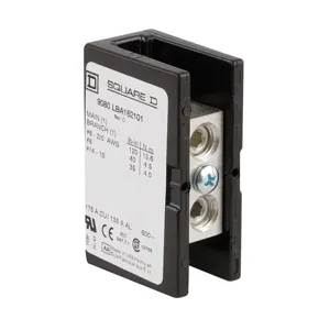 SQUARE D 9080LBA165212 Distribution Block Standard 600 Vac 760a | AG7FWB 6NHG2