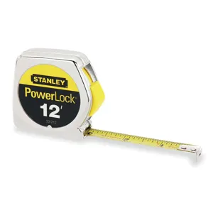 STANLEY 33-312 Tape Measure 3/4 Inch x 12 Feet Chrome In/ft | AE7QWK 6A496