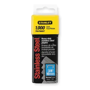 STANLEY TRA706SST Narrow Staples Stainless Steel 7/16 x 3/8 - Pack Of 1000 | AB4ERT 1XHT9