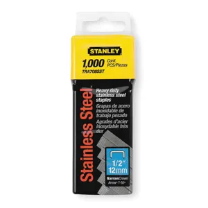 STANLEY TRA708SST Narrow Staples Stainless Steel 7/16 x 1/2 - Pack Of 1000 | AB4ERU 1XHU1