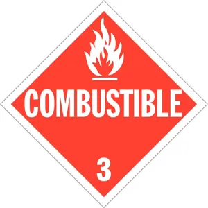 STRANCO INC DOTP-0033-T10 Vehicle Placard Combustible W Pictogram - Pack Of 10 | AF4WVF 9MX74