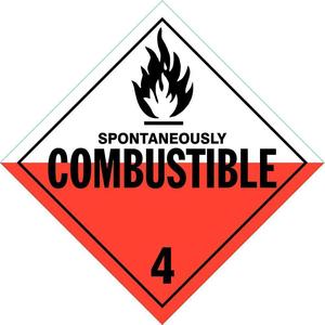 STRANCO INC DOTP-0043-T10 Vehicle Placard Spntanously Combustible - Pack Of 10 | AF4ZXR 9THY0
